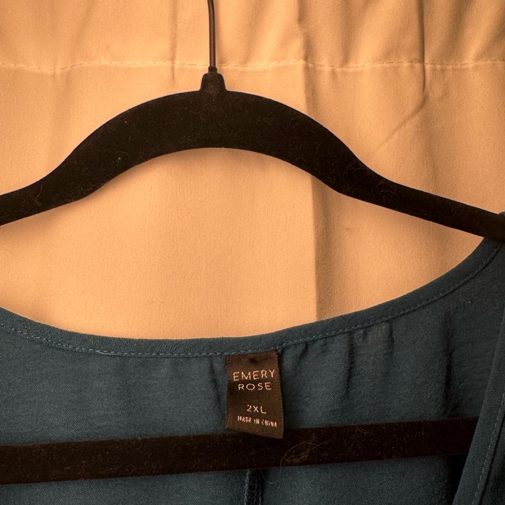 Elegant Teal Ruffle Sleeve Emery Rose Blouse - Picture 2 of 3